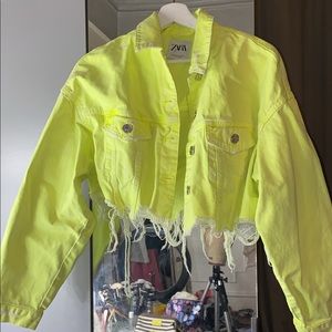 Neon Cropped Jean Jacket